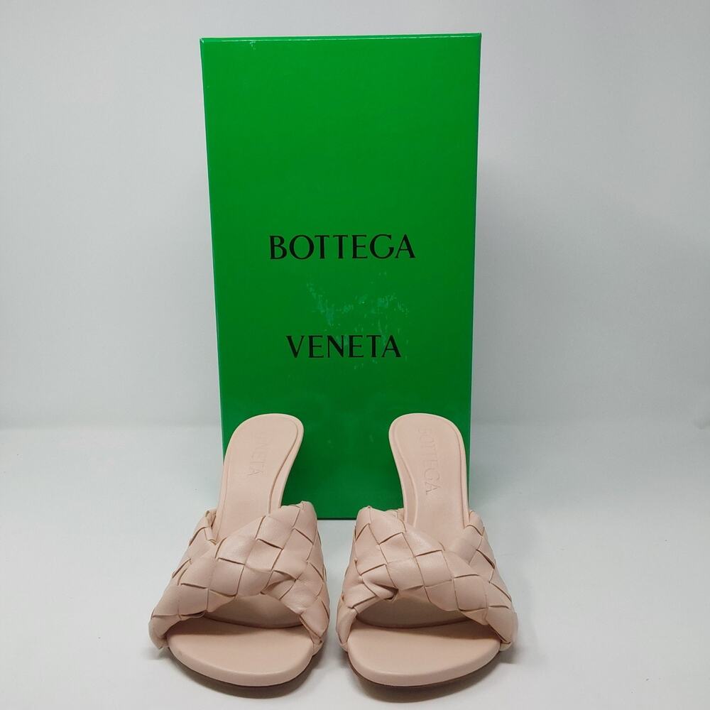 Bottega Veneta Blink Intrecciato Heeled Mules Women EU 36 US 5.5 New Cameo Pink